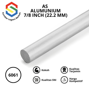 As alumunium 22 mm (7/8") 6061 round bar