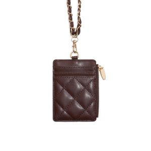 NIFINE PU Leather Card Holder Chain with Lanyard ID Card Card Holder Kawaii Card Sleeve