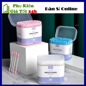 Gói 100 Tăm Bông YUMY Cho Trẻ Em Bông Ngoáy Tai 2 Đầu Tròn Và Đầu Xoắn Vệ Sinh Tai Mũi Họng Kháng Khuẩn An Toàn Khi Sử Dụng