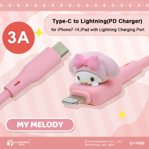 (66W/5A)100% Authentic Sanrio Hello Kitty PD Fast Charging Cable Melody Type-C to Lightning Type-C to Type-C for iPhone15/16/17 Kuromi IOS Android Smartphone Pompompurin MYCH3
