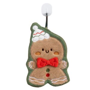W0AGZ4J2 Water Absorption Christmas Hand Towels Hanging Quick-drying Christmas Tree Handkerchiefs Cute Coral Fleece Santa Claus Hand Towel Kitchen Bathroom