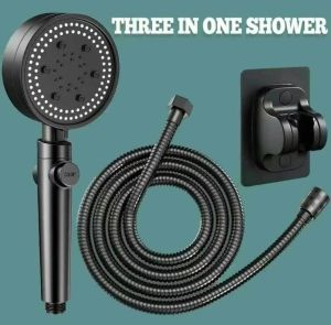 Rixme (Five speed pressurized shower head+2m hose+bracket) Bathroom shower head overpressure shower set