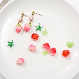 Flower Bud Strawberries leaves Shape Acrylic Charms Beads For DIY Jewelry Making Earring Necklace Accessories