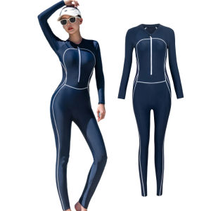 LYSEACIA UPF50+ Rashguards Women Anti-Sun Swimsuit Full Body Covered Solid Color Competition Long Sleeve One Piece Swimwear Female Surfing Snorkeling Traning Swimming Outfits for Female Zipper Plus Size Rash Guards Anti-Jellyfish