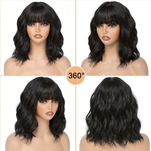 European and American fashion Qi bangs short curly hair multi-color gradual change taro color short roll corn perm Bobo head wig full head cover