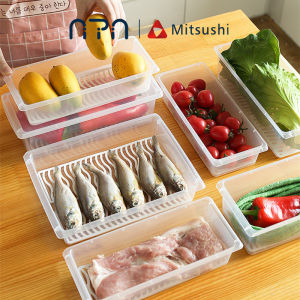 Nipiin Food Fresh-keeping Drain Storage Box with Lid Kitchen Fruit Vegetable Preservation Box Refrigerator Storage Drain Plate Tray