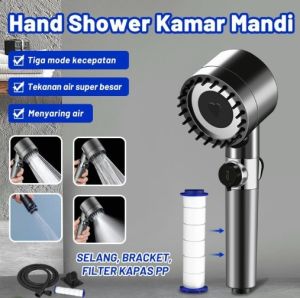 Homindo Hand Shower Multifungsi 4 Mode Tekanan Tinggi dengan Filter Kapas PP dan Selang 1.5m - Warna Silver