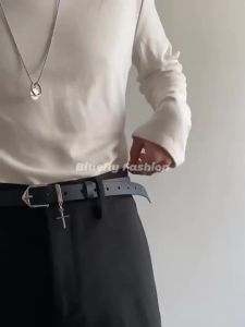 Black Belt For Men Women Fashion Cross PU Leather Versatile Waistband Sample Belts