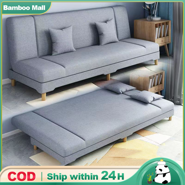 Sofa Bed Single/Double/King 90/120/150/200CM Grey Solid Wood Foldable