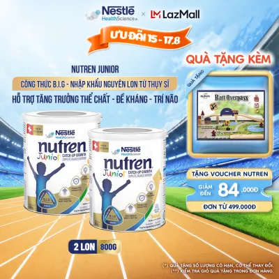 Bộ 2 Sữa Bột NESTLÉ NUTREN JUNIOR Thụy Sĩ Với Công Thức BIG Hỗ Trợ Tăng Trưởng Cho Bé 800G