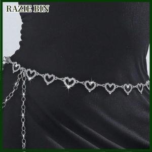 RAZIE BIN Fashionable Heart-Shaped Rhinestone Waist Chain Adjustable Female Belts Luxury Love Metal Dress Jeans Waistband Accessories