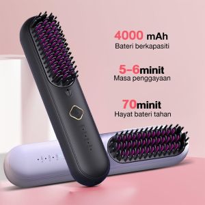 MECOME Negative lon Wireless Hair Straightener Comb USB Cordless Mini Comb  Quickly Heating Hair Curler Hair Care