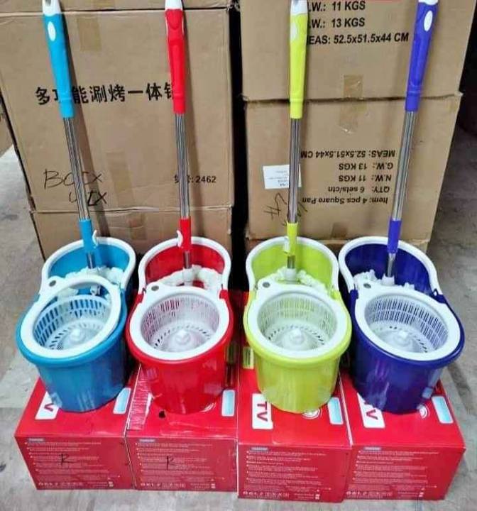 Spin mop Stainless steel spiral barrel Lazy handwashing pushtype