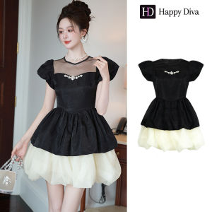 Happy Diva ชุดลูกไม้แขนฟูเกรดพรีเมียม ✨ไซส์สั้นคลาสสิก ปรับใส่แต่งงาน-เรียนจบได้ 65336