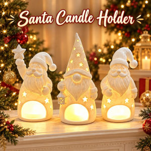 3D Printed Santa Candle Holder WhiteChristmas Tabletop Decoration Holiday Ambient Light Xmas Decor