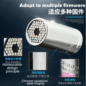 TRENY Universal 7-19mm Universal Wrench Torque Head Set Socket Sleeve Ratchet 3/8 Bushing Spanner Magic Grip Tool [1 SET]