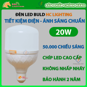 Bóng Đèn Led Bulb HC Lighting Đuôi E27 Tiết Kiệm Điện Chống Nước Ánh Sáng Trắng/Vàng Công Suất 15w/20w/30w/40w/50w Siêu sáng - Bảo hành 02 năm đổi mới