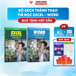 Combo 2 Sách Excel Và Word ĐÀO TẠO TIN HỌC Ứng Dụng Văn Phòng Kèm Theo Khóa Học Online - N1 + Tặng 101 Phím Tắt + Bảng Hàm + Bao Lì Xì