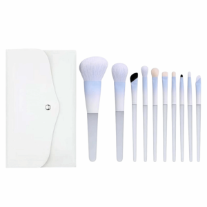HUNIU 10Pcs Fluffy Makeup Brush Set Beauty Foundation Blush Powder  Concealer Blending Soft Bristle Cosmetic Brush Set Smooth Blue Eyeshadow Brush Set Novice Beginners