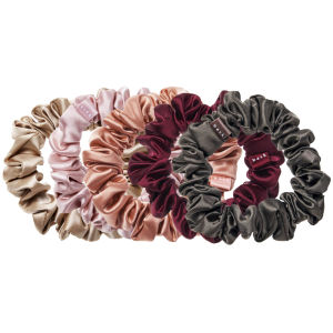 BASK™ - Silk Scrunchies Set of 5 - MIDI 2cm Silk Hair Scrunchies - Small Silk Scrunchies Mulberry - Hair Ties Scrunchies - Bombshell (Pack of 5)