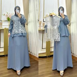 COD Naura Dress BUSUI Ceruty Brokat Gamis Dewasa Terbaru 2025 Viral Dress Wanita Kondangan Kekinian