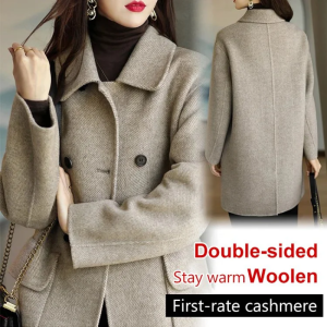 Womens Woolen Coat Autumn Winter Long Thickened New Style Slimming Straight Tube Overcoat