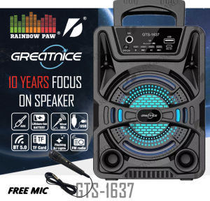 GTS-1637 4 inch Super Bass Portable Splash Proof Wireless Bluetooth Speaker with TF Card/USB Player WITH MIC