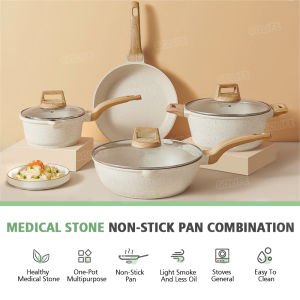 GOLIFE 4PCS Nonstick Cookware Sets Ceramic Cookware Sets For Induction Kawali Wok Die-Cast Suitable For All Stoves