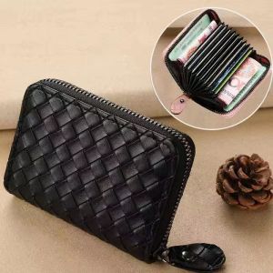 RFID Blocking Credit Card Holder Wallet with 9 Card Slots and 2 Cash Slots - Stylish PU Leather Card Holder for Women Men