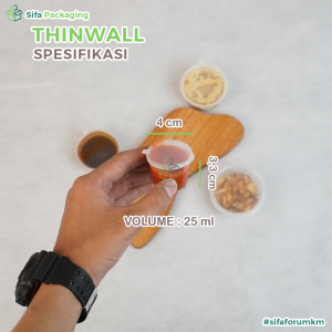 [1 PACK] Thinwall Saus Cup 25ml 35ml 60ml 80ml 100ml 150ml Isi Tempat Klip Saos Sambal Kecap Mayonaise Wadah Plastik Sauce Cup