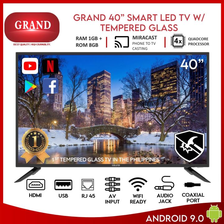 Grand 40 inch Smart LED TV with Builtin Tempered Glass Lazada PH