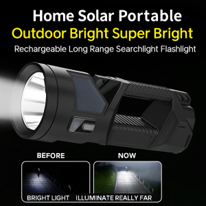 Super Bright Outdoor Searchlight Waterproof Portable Home Solar Flash Light Rechargeable Long Range Searchlight Flashlight