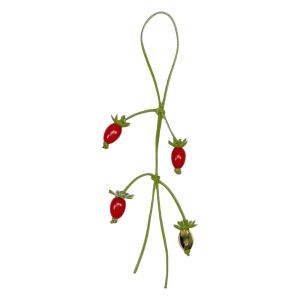 HOUCHU Cà chua dây chuyền da Pu hình hoa Làm thủ công Móc treo dây túi xách Đáng yêu Móc khóa xe hơi Móc khóa da Phụ kiện trang trí túi xách