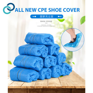 IRONskin Disposable Shoe Covers | Blue CPE Waterproof Non-Slip | 100pcs/Bag | Embossed Texture
