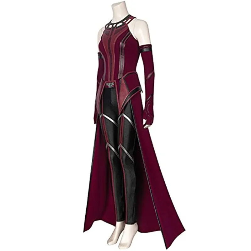 Female Wanda Maximoff Cosplay Costume Scarlet Witch Headwear Cloak and  Pants Full Set Outfit