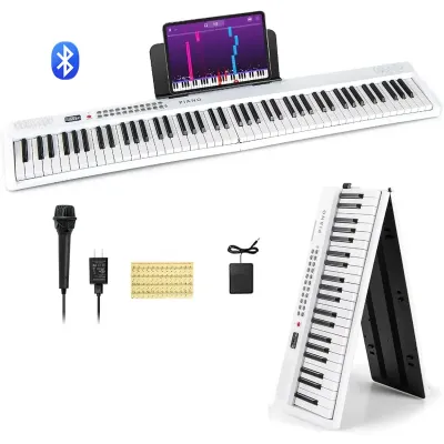 KAWES 88 Tuts Keyboard Piano Lipat Piano Digital Piano Listrik Semi-Berat Ukuran Penuh dengan Dudukan Musik Mikrofon