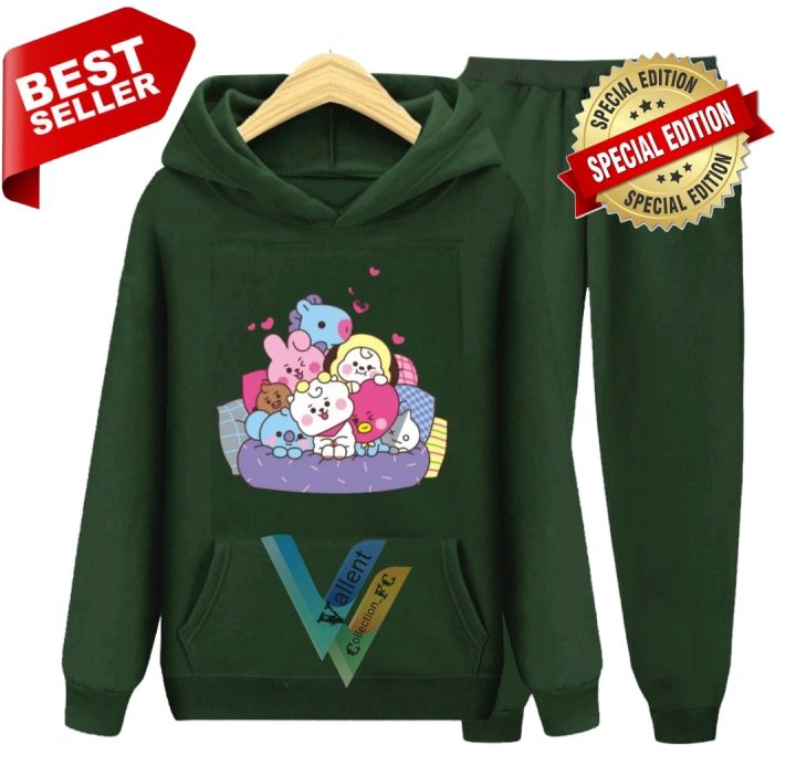 Setelan Anak Hoodie BTS Sweater Anak Hoodie Anak BT21 Set