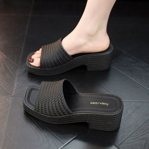 [Free Shipping] Fashionable Thick-Soled High-Heeled Outdoor Summer Wedge Sandals Height-Increasing Beach Slippers Non-Slip Indoor Slippers For Women