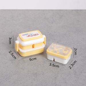 FLYING 1:6 Doll House Dccessories Dollhouse Lunch Box Set Miniature Cartoon Simulated Dinner Box  Kitchen Props Bento Box Model Kids Pretend Play Toy Set