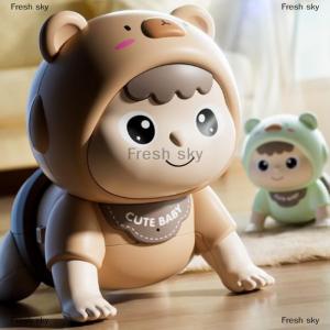 [COD] Fresh sky 1 Piece Toddler Learn To Climb Educational Moving Toy Electric Baby Doll Crawling Toys With Sound For 0-12 Months Gift
