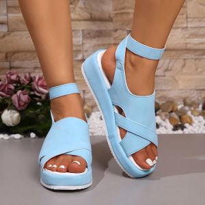 Free Shipping Plus-Size WomenS Summer Sandals New Style With Thick Soles Wrap-Around Straps And A Single-Strap Design Resembling Roman Sandals