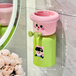 2 in 1 Set Magnetic Toothbrush Holder Wall-Mounted Bathroom Organizer with Toothpaste Dispenser Wall-mounted