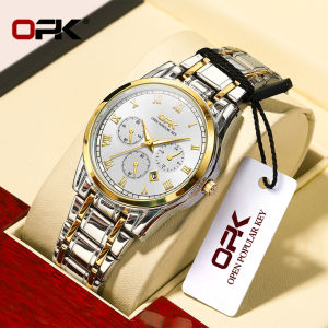 OPK jam tangan pria dewasa 2024 otomatis anti air bercahaya kalender dial stainless steel bisnis mode jam tangan original