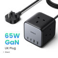 UGREEN GaN Power Socket, DigiNest Pro 65W USB C Charging Station, 7-in-1 Power Strip with 3 AC Outlets, 2 USB-A Ports, 2 USB-C Ports, Extension Cord Outlet Extender, PD Fast Charging for MacBook Pro, Home, Office. 