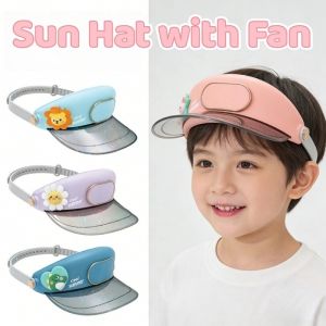 Kid Outdoor Sun Hat with Fan UV Protection Empty Top Hat Summer Cooling Down Breathable Hat