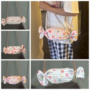 YOCKY Flower Candy Design Shoulder Bag Sweet Macaron Color Sugar Shaped Crossbody Bag Casual Canvas Creative Bundle Pocket Women