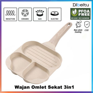 Wajan Multi-Use Anti Lengket 3-in-1 dengan Gagang Kayu untuk Kompor Gas & Induksi