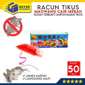 [Paket 50 Biji] Racun Tikus Mao Wang  Maowang CAIR MERAH Paling Ampuh Mati Kering Ditempat Tanpa Bau