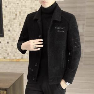 Clemine  เสื้อโค้ทสั้นทำด้วยผ้าขนสัตว์สำหรับผู้ชายเสื้อโค้ทหนาพิเศษสำหรับฤดูหนาวเสื้อโค้ทเทรนช์โค้ทลำลองระดับไฮเอนด์