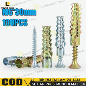 100set  Angkur Baut Tembok Sekrup M6 Expansion Anchor Wall Anchor Tembok Sekrup Dinding Tembok Angkur